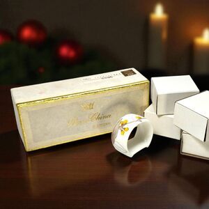 Narumi Bone China Napkin Rings Set of 5 Floral Japan NOS Mikasa Marked New
